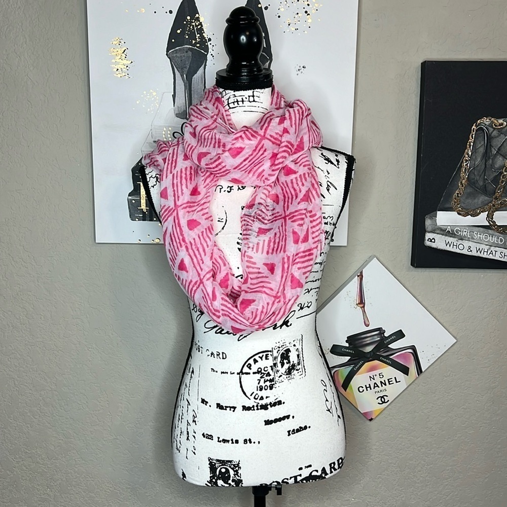 Pink/White Infinity Scarf/ Wrap